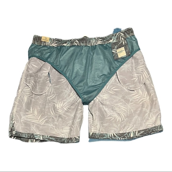 Caribbean Hybrid Shorts Tropical Floral Drawstring Swim Trunks Resort Wear 1XB - Picture 4 of 9